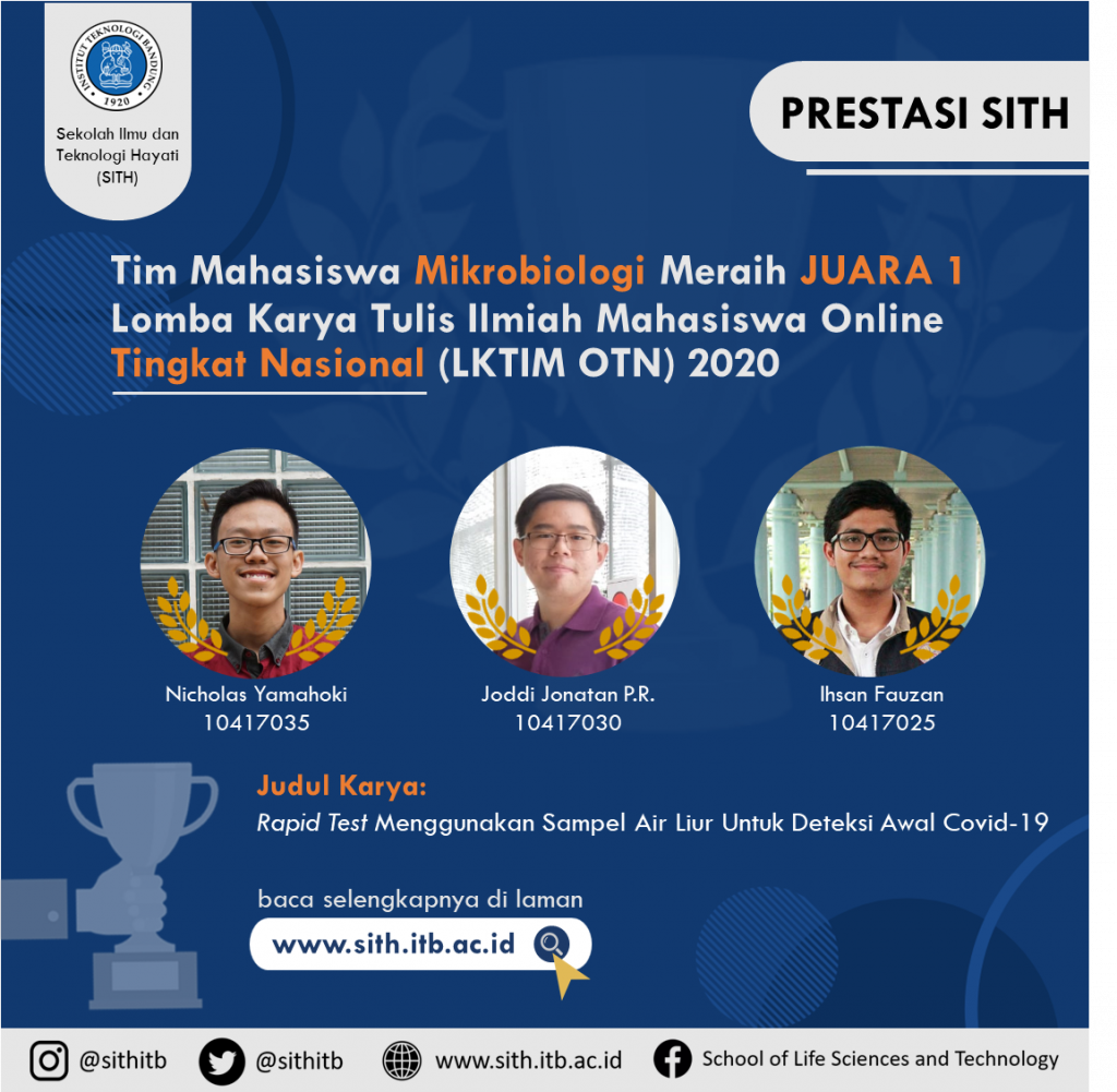 Tim Mahasiswa Mikrobiologi Sith Meraih Juara 1 Lomba Karya Tulis Ilmiah Mahasiswa Online Tingkat Nasional Lktim Otn 2020 Sekolah Ilmu Dan Teknologi Hayati Itb