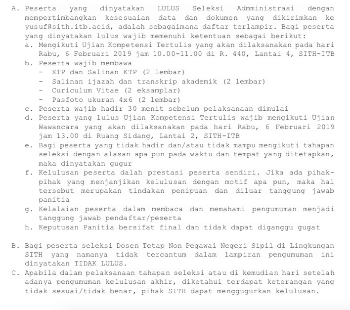 Hasil Seleksi Administrasi Penerimaan Dosen Tetap Non Pegawai Negeri ...